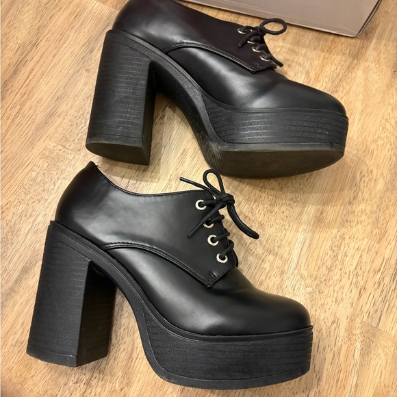 Allegra K Black Chunky Platform Shoes - Picture 2 of 6